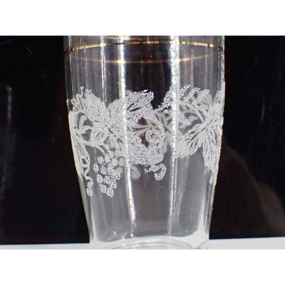 Bartlett Collins VTG Frosted Grape Vine 14K Gold Trim 5 OZ Grappa Glass set of 4 - Picture 11 of 11
